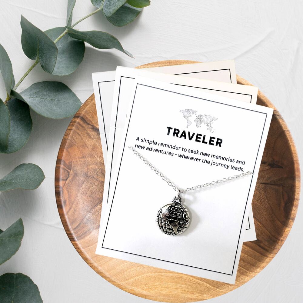 World Traveler Necklace, Gift Set, Silver